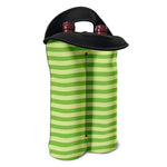 Green Striped Pattern Print Double Neoprene Wine Tote