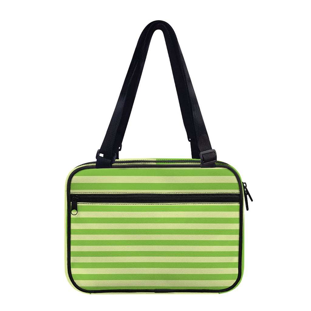 Green Striped Pattern Print Double Strap Bible Bag