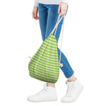 Green Striped Pattern Print Drawstring Bag