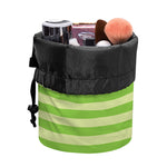 Green Striped Pattern Print Drawstring Makeup Bag