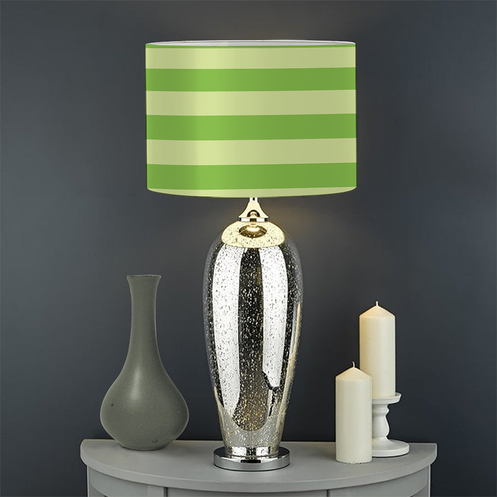 Green Striped Pattern Print Drum Lamp Shade