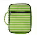 Green Striped Pattern Print Front Pocket Bible Bag