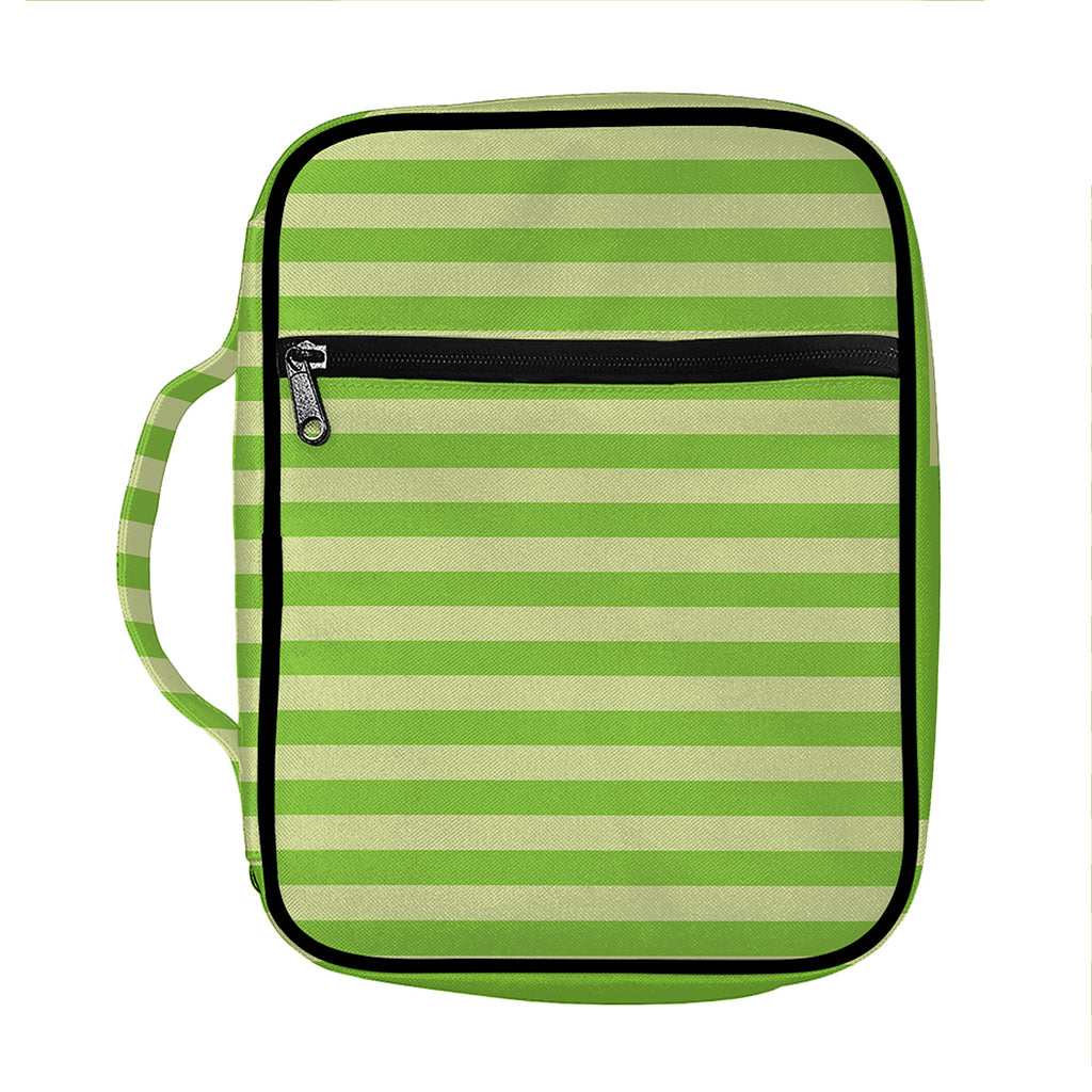 Green Striped Pattern Print Front Pocket Bible Bag