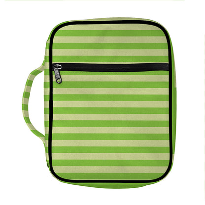 Green Striped Pattern Print Front Pocket Bible Bag