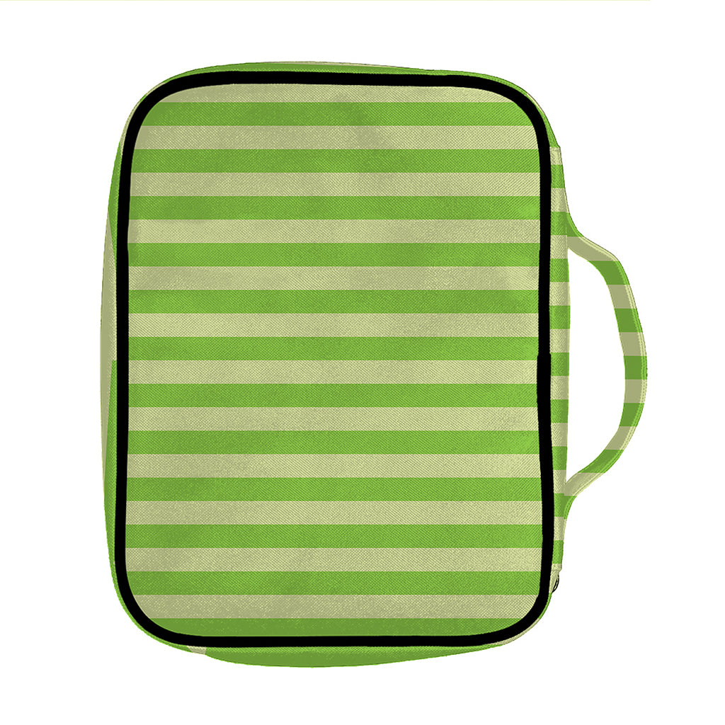 Green Striped Pattern Print Front Pocket Bible Bag