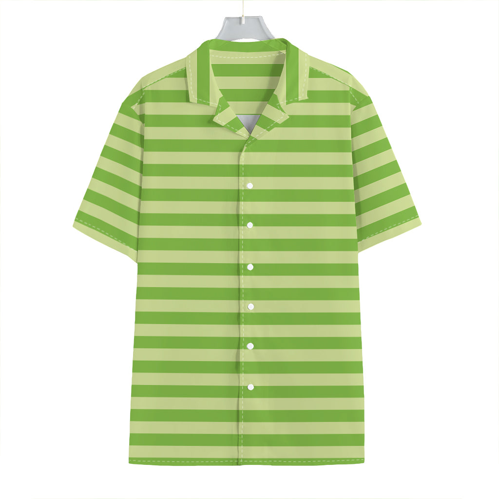 Green Striped Pattern Print Hawaiian Shirt