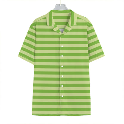 Green Striped Pattern Print Hawaiian Shirt