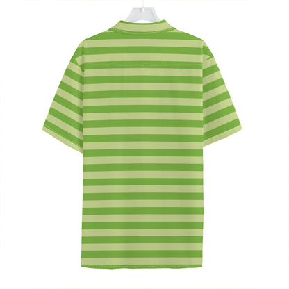 Green Striped Pattern Print Hawaiian Shirt
