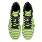Green Striped Pattern Print High Top Leather Sneakers