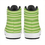 Green Striped Pattern Print High Top Leather Sneakers