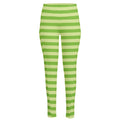 Green Striped Pattern Print High-Waisted Pocket Leggings