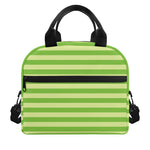 Green Striped Pattern Print Insulated Lunch Bag