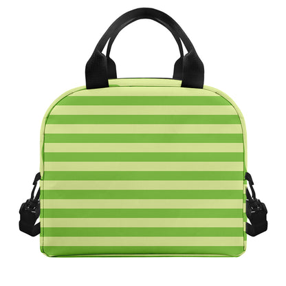 Green Striped Pattern Print Insulated Lunch Bag