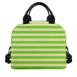 Green Striped Pattern Print Insulated Lunch Bag