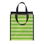 Green Striped Pattern Print Insulated Lunch Tote