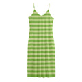 Green Striped Pattern Print Jersey Midi Cami Dress