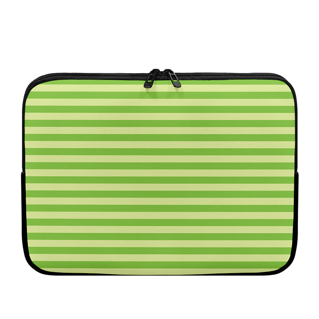 Green Striped Pattern Print Laptop Sleeve