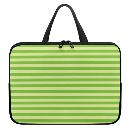 Green Striped Pattern Print Laptop Sleeve With Handle
