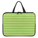 Green Striped Pattern Print Laptop Sleeve With Handle