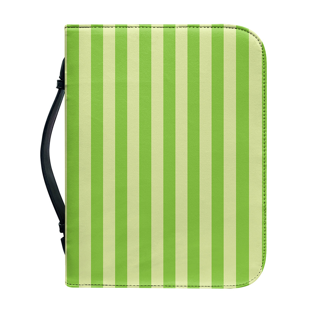 Green Striped Pattern Print Leather Bible Cover