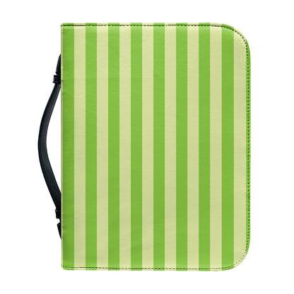 Green Striped Pattern Print Leather Bible Cover