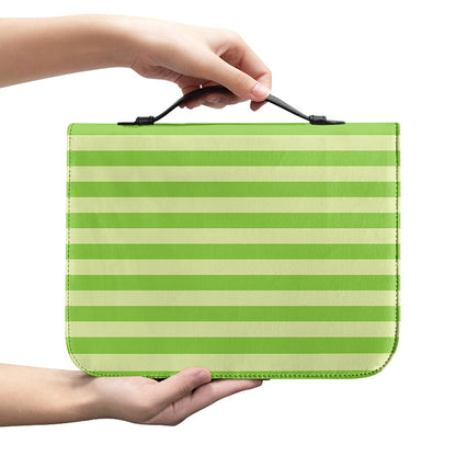 Green Striped Pattern Print Leather Bible Cover
