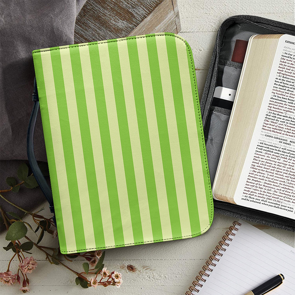 Green Striped Pattern Print Leather Bible Cover