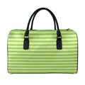 Green Striped Pattern Print Leather Duffel Bag