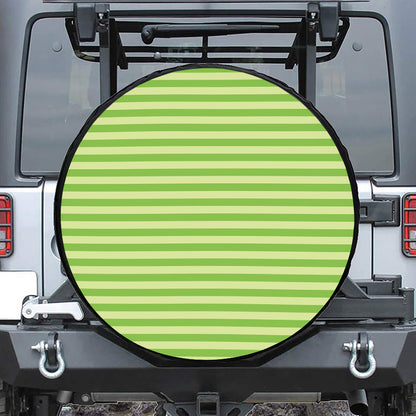 Green Striped Pattern Print Leather Spare Tire Cover