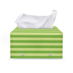 Green Striped Pattern Print Leather Tissue Box Cover