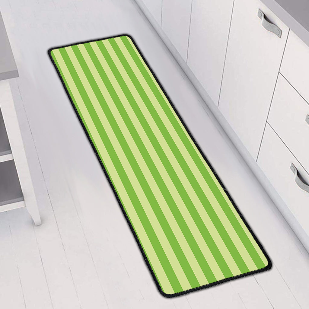 Green Striped Pattern Print Long Kitchen Mat