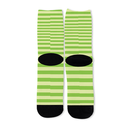 Green Striped Pattern Print Long Socks