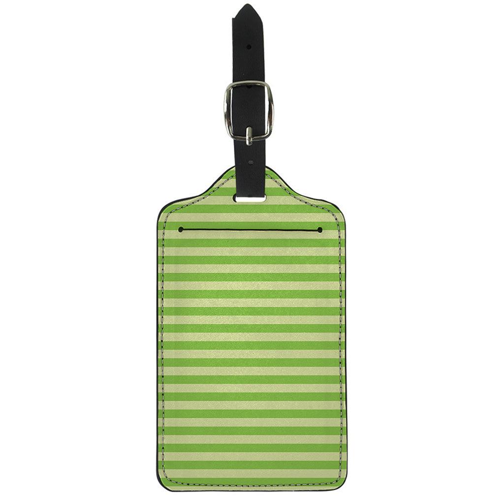 Green Striped Pattern Print Luggage Tag