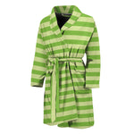 Green Striped Pattern Print Men's Bathrobe