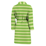 Green Striped Pattern Print Men's Bathrobe