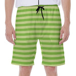 Green Striped Pattern Print Men's Beach Shorts