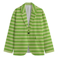 Green Striped Pattern Print Men's Blazer