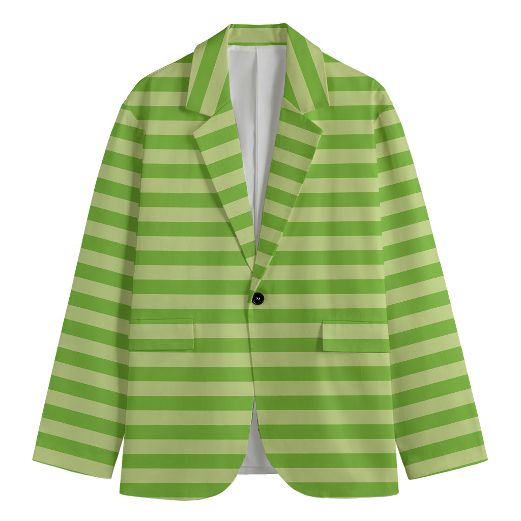 Green Striped Pattern Print Men's Blazer