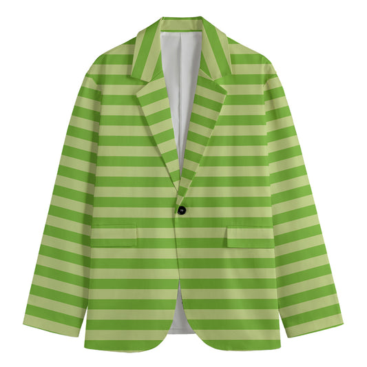 Green Striped Pattern Print Men's Blazer