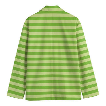 Green Striped Pattern Print Men's Blazer