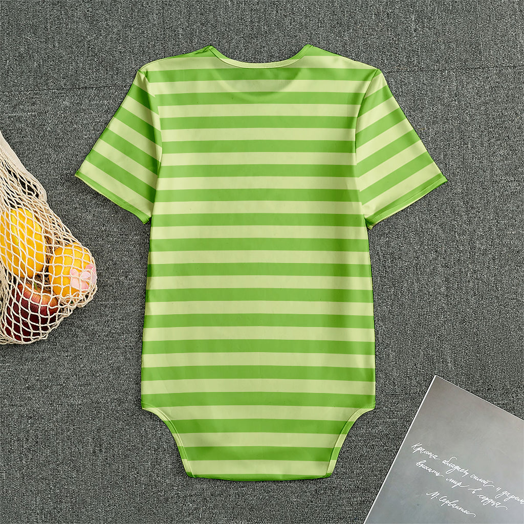Green Striped Pattern Print Men's Bodysuit