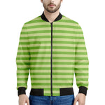 Green Striped Pattern Print Men's Bomber Jacket