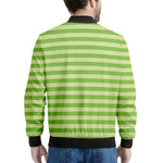 Green Striped Pattern Print Men's Bomber Jacket