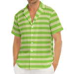 Green Striped Pattern Print Men's Deep V-Neck Shirt