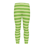 Green Striped Pattern Print Men's leggings