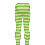 Green Striped Pattern Print Men's leggings