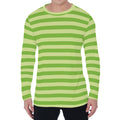 Green Striped Pattern Print Men's Long Sleeve T-Shirt