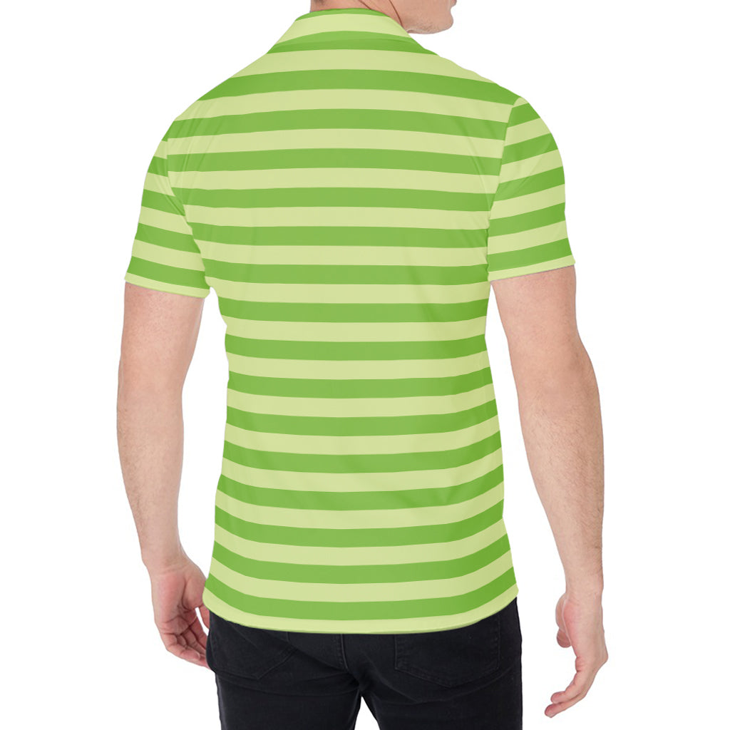 Green Striped Pattern Print Men's Shirt