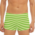 Green Striped Pattern Print Men's Short Boxer Briefs