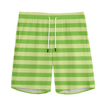 Green Striped Pattern Print Men's Sports Shorts